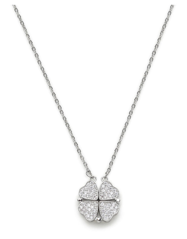 Clover Heart Silver Necklace