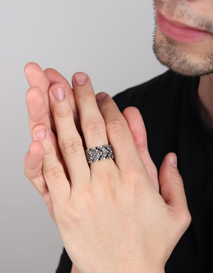 Swift Arrow Iced Out Ring (Black Onyx)