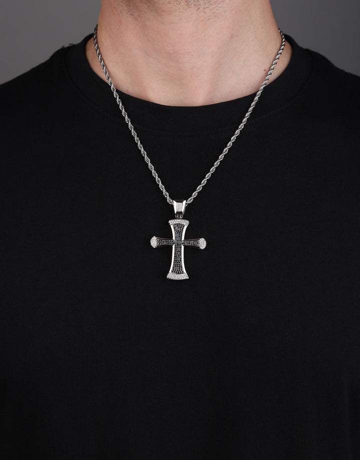 Classic Cross Iced Out Pendant (Black Onyx)