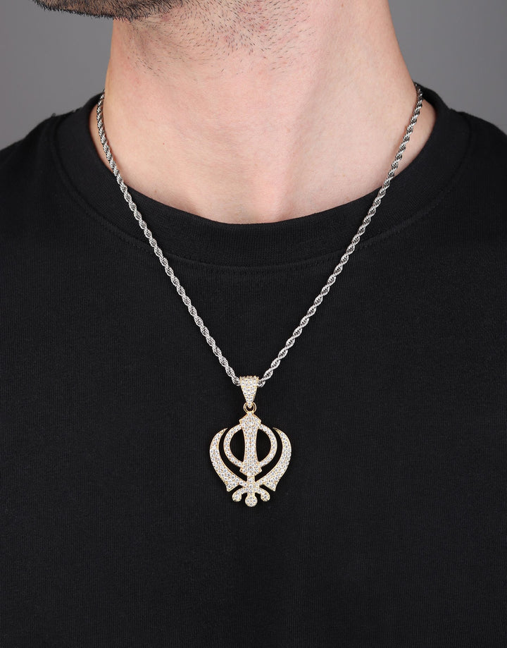 Khanda Iced Out Pendant (Gold)