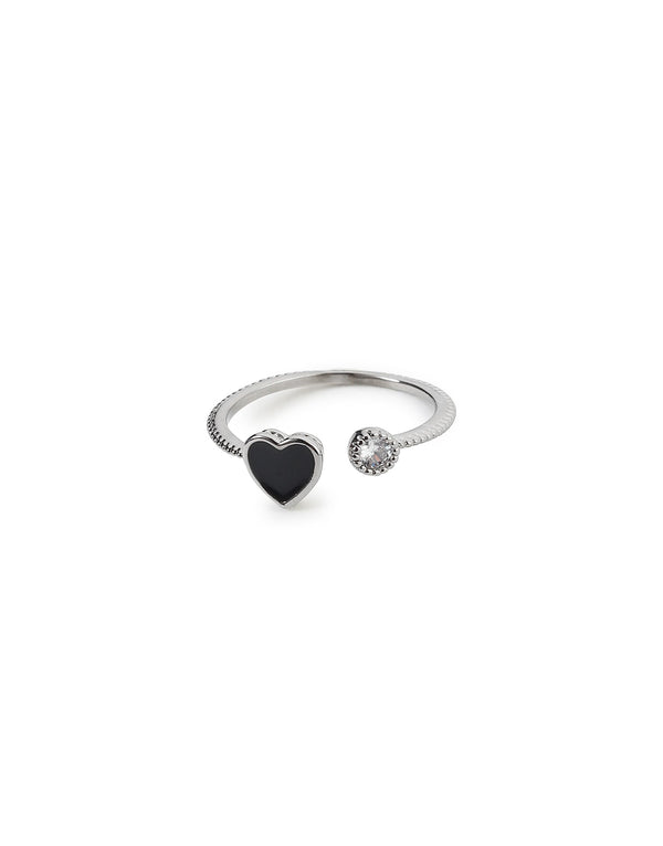 Onyx Dot heart Ring