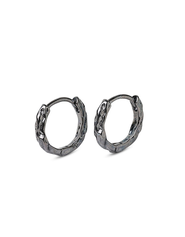 Crush Hoop Black Earrings