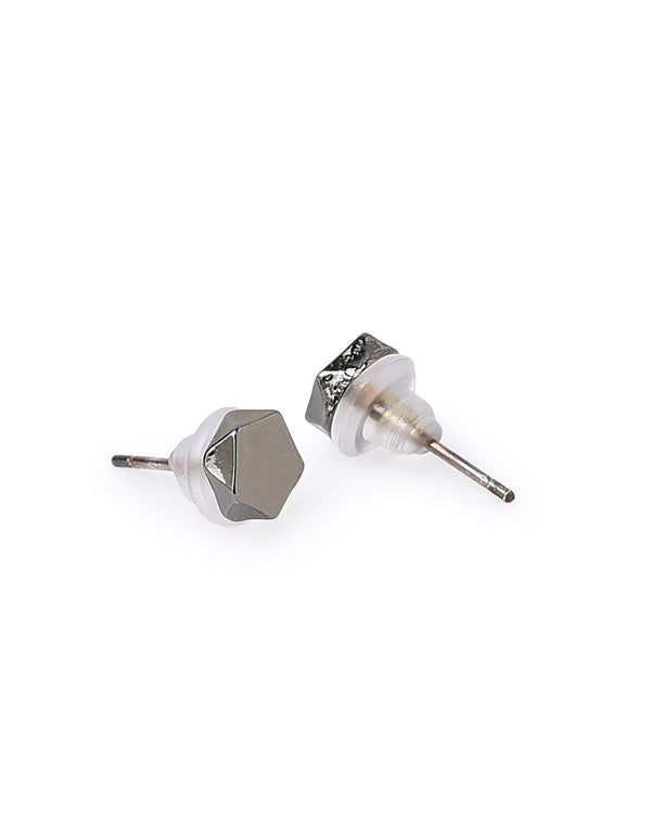 Diamond Edge Stud Black Earrings
