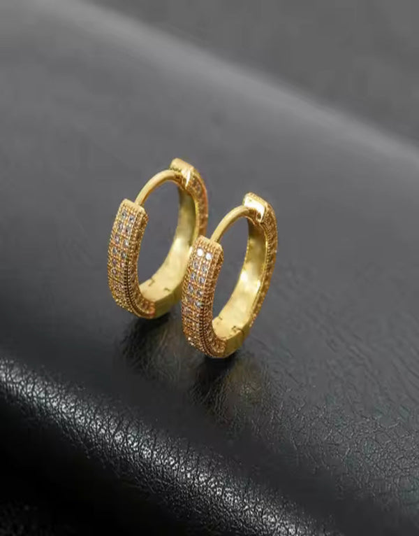 Diamond Hoop Gold Earrings